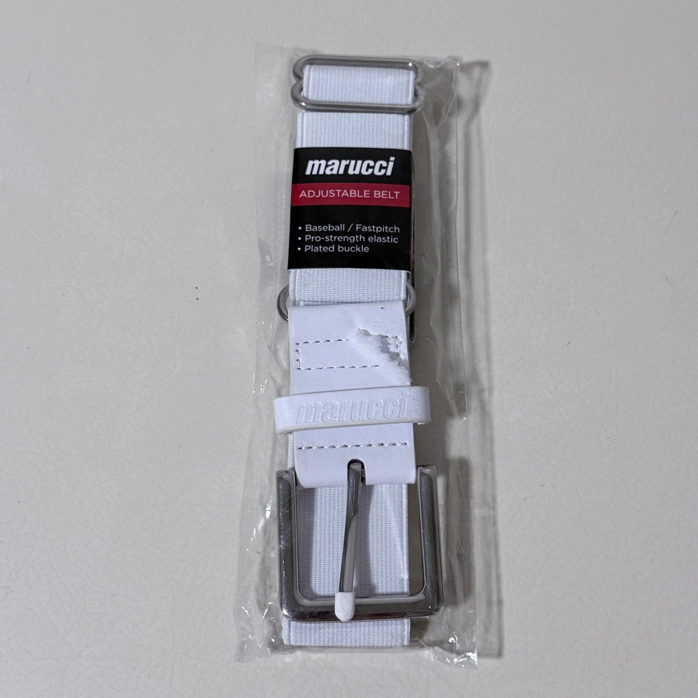 Marucci Adjustable Elastic Baseball Belt Adult White Fits 28-43 in
